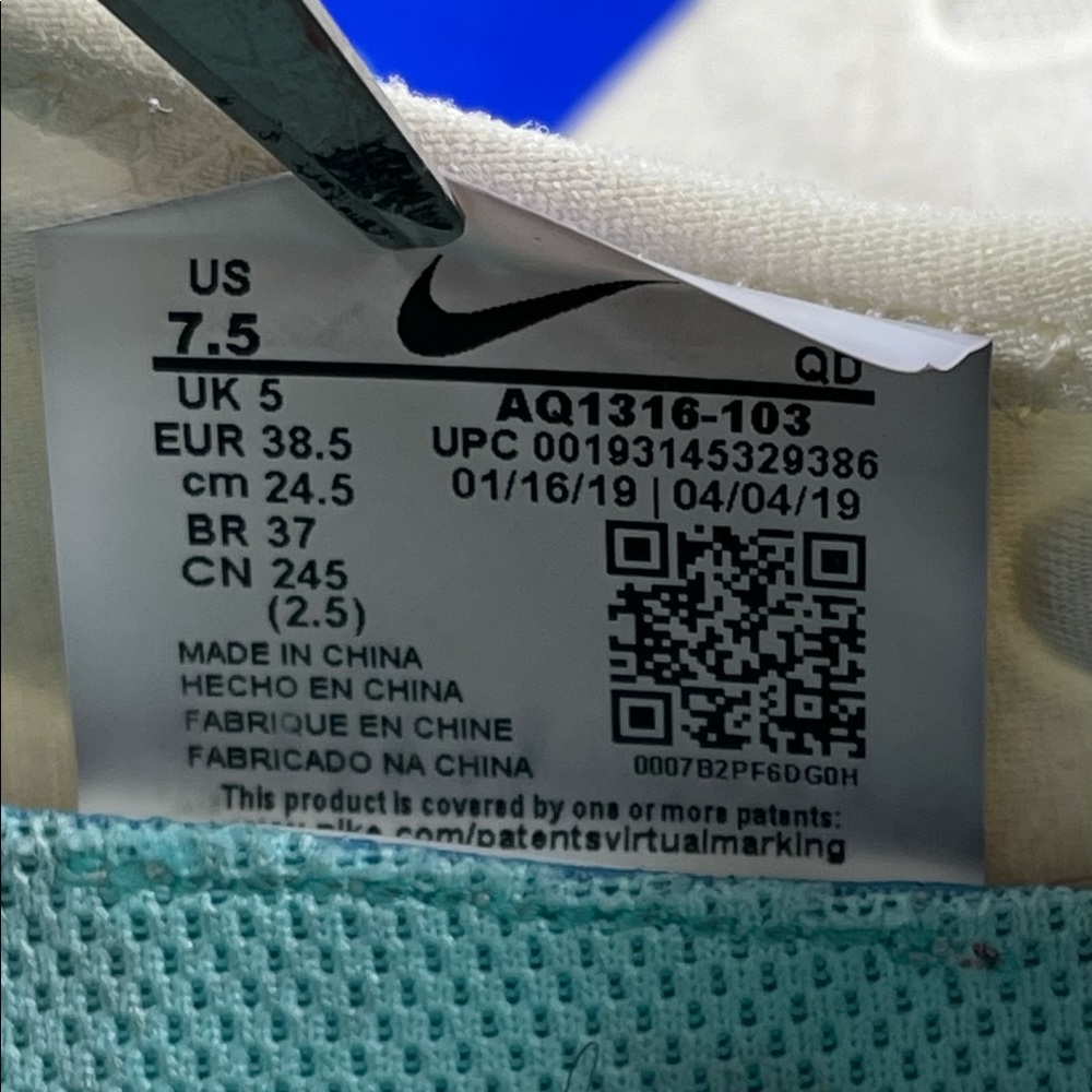 Nike Free RN 5.0 Sail/Aurora Green-Racer Blue AQ1316-103 Women's Size 7.5 Medium - Picture 9 of 10